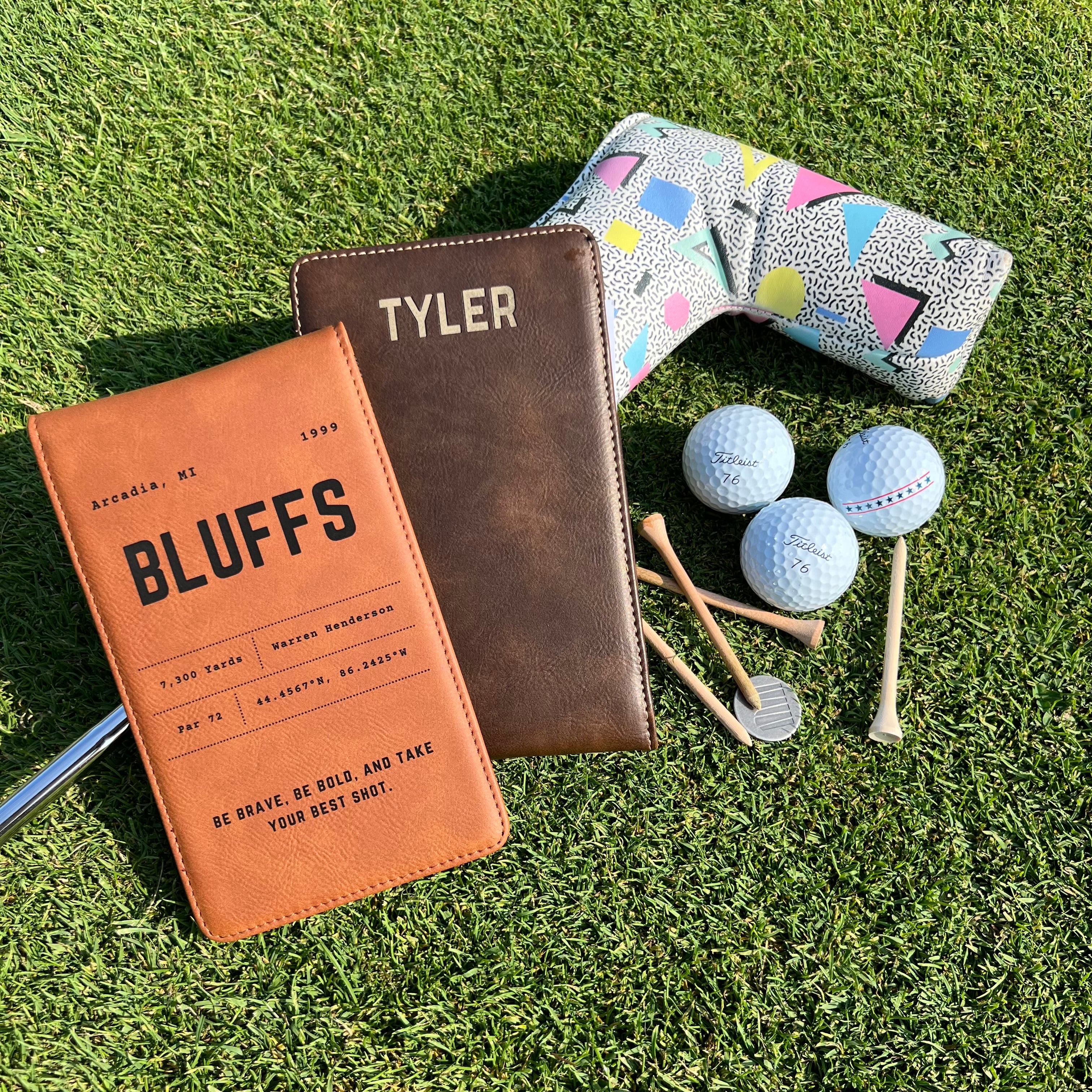 Personalized Leather Golf Scorecard Holder/Yardage Book