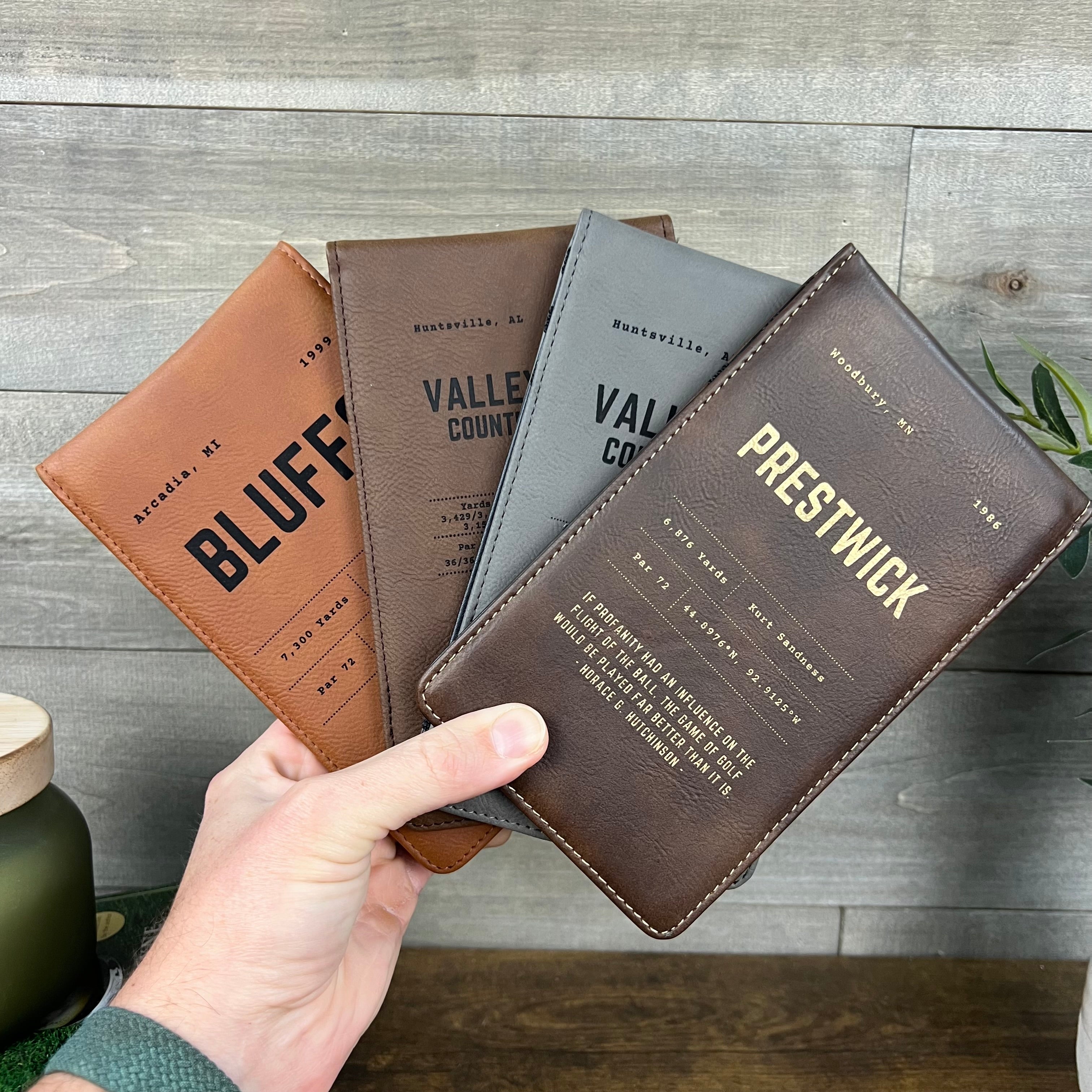Personalized Leather Golf Scorecard Holder/Yardage Book