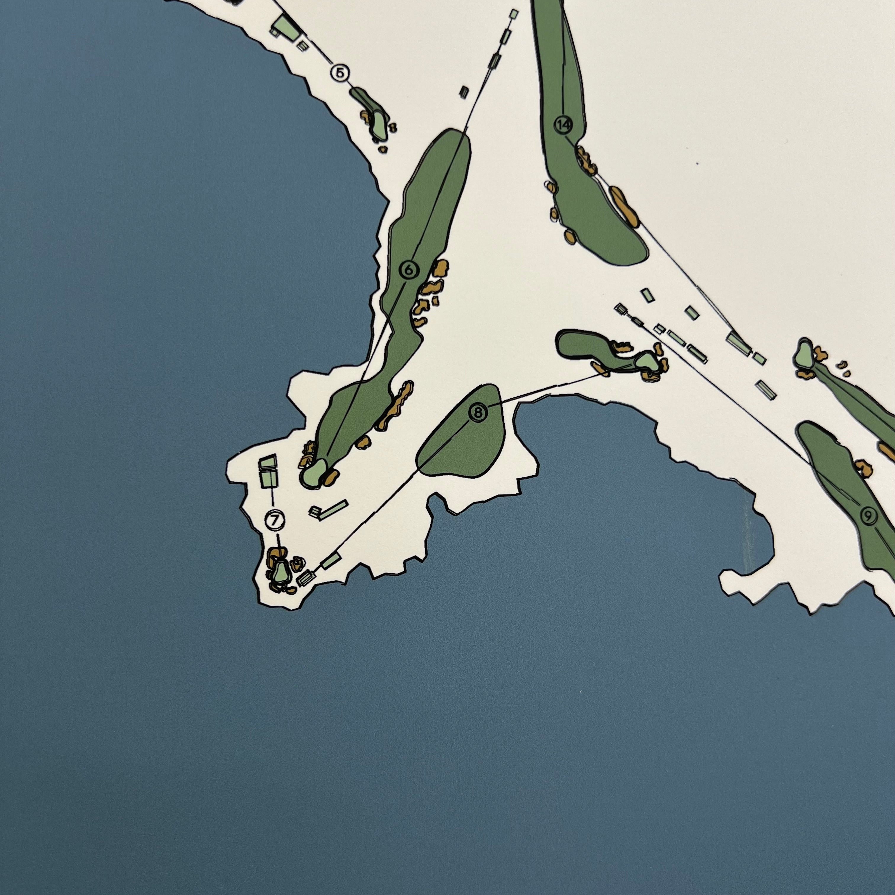 Offset Sketch Golf Course Map Print