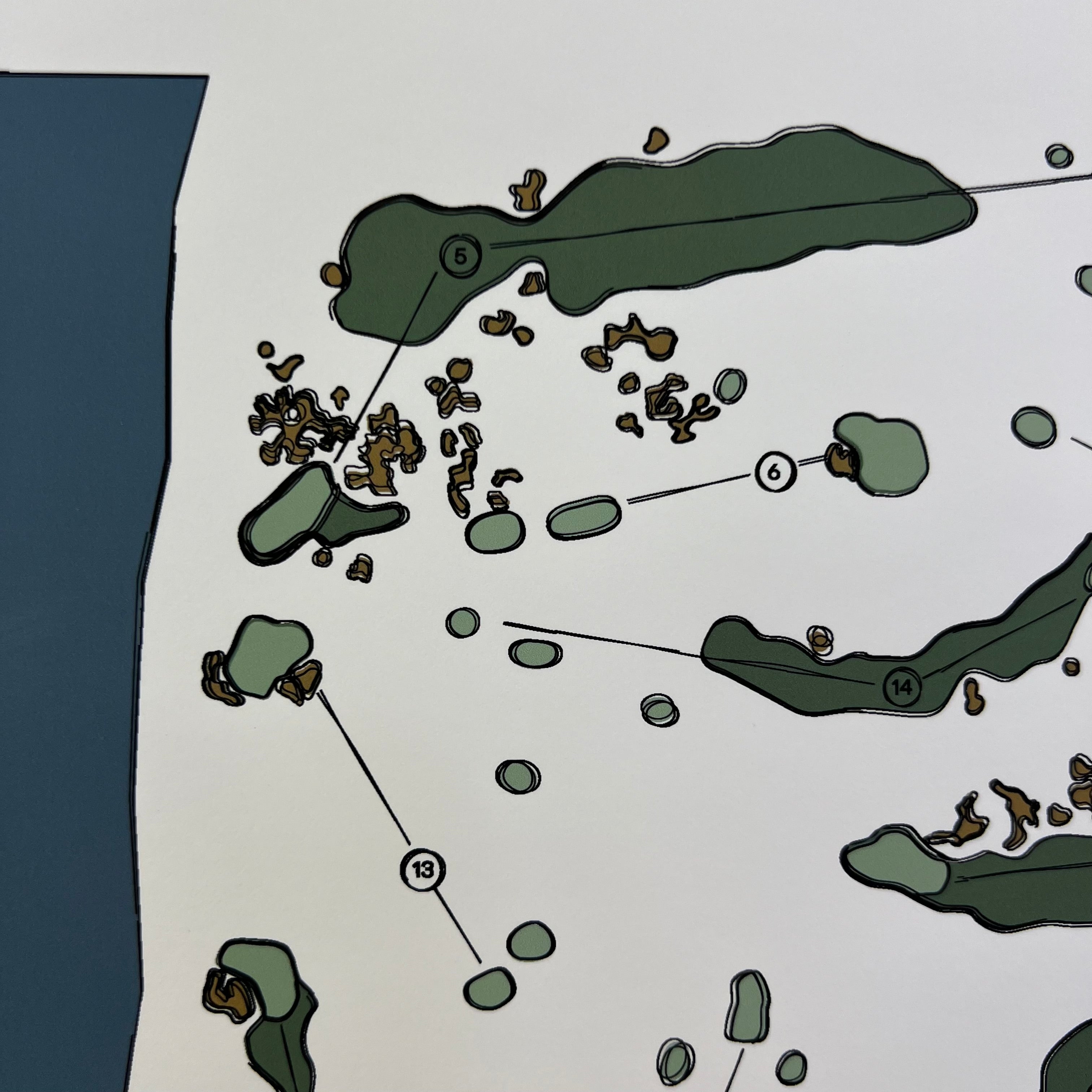 Offset Sketch Golf Course Map Print