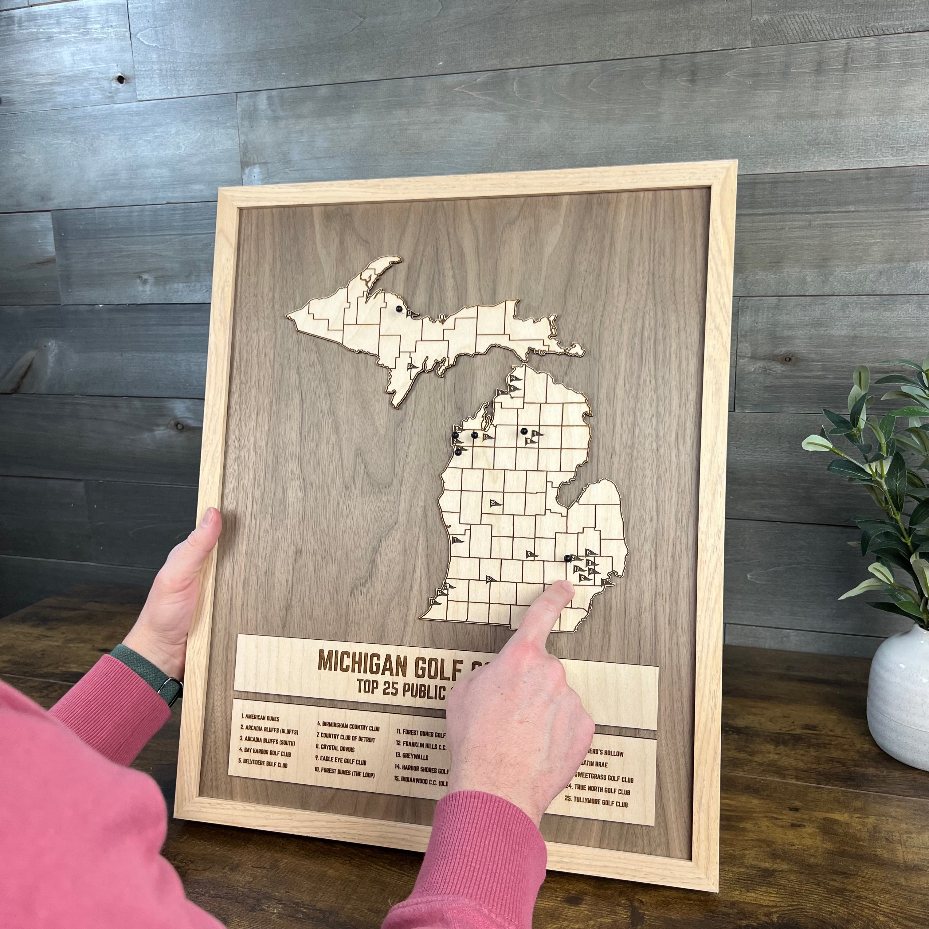 State of Michigan Golf Map