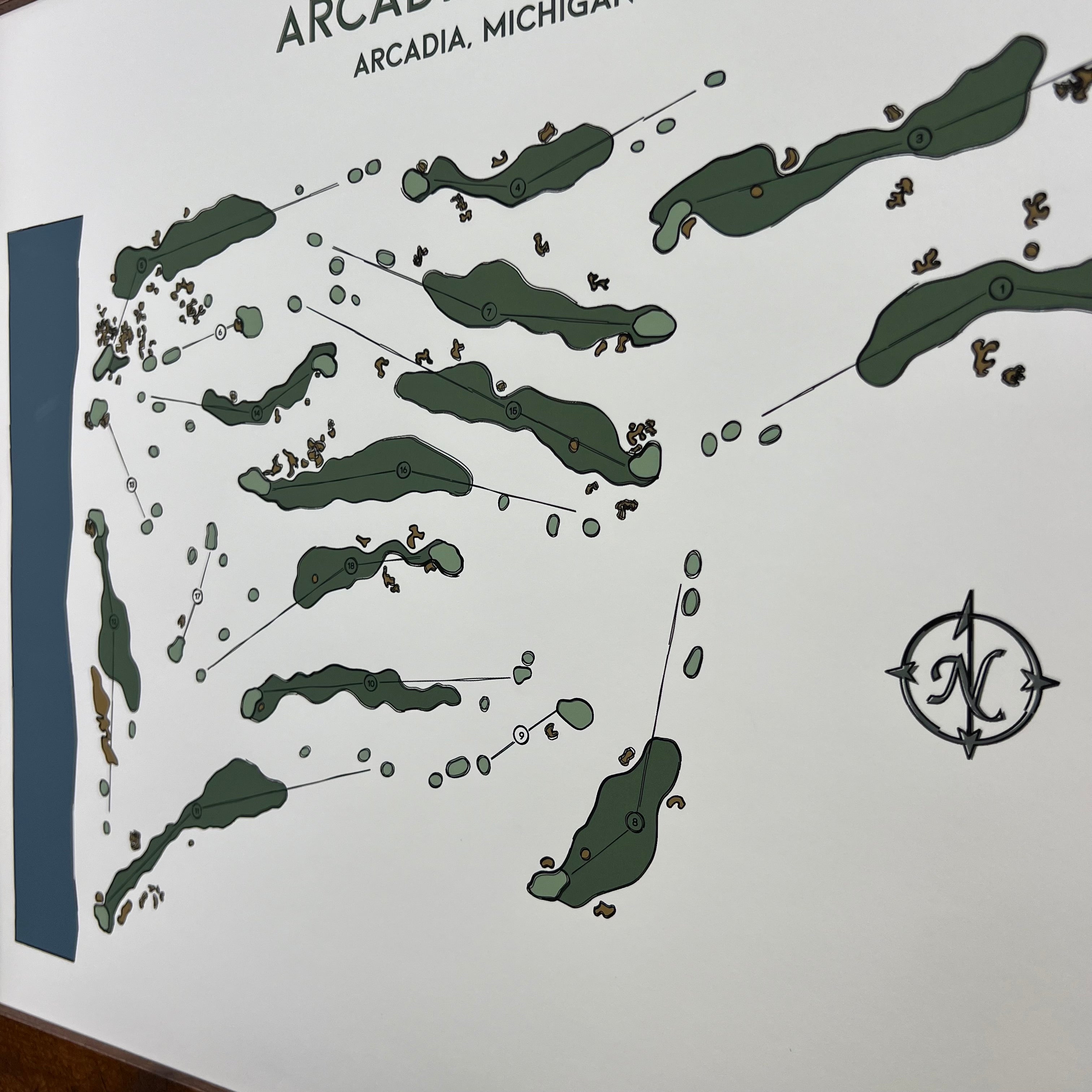 Offset Sketch Golf Course Map Print