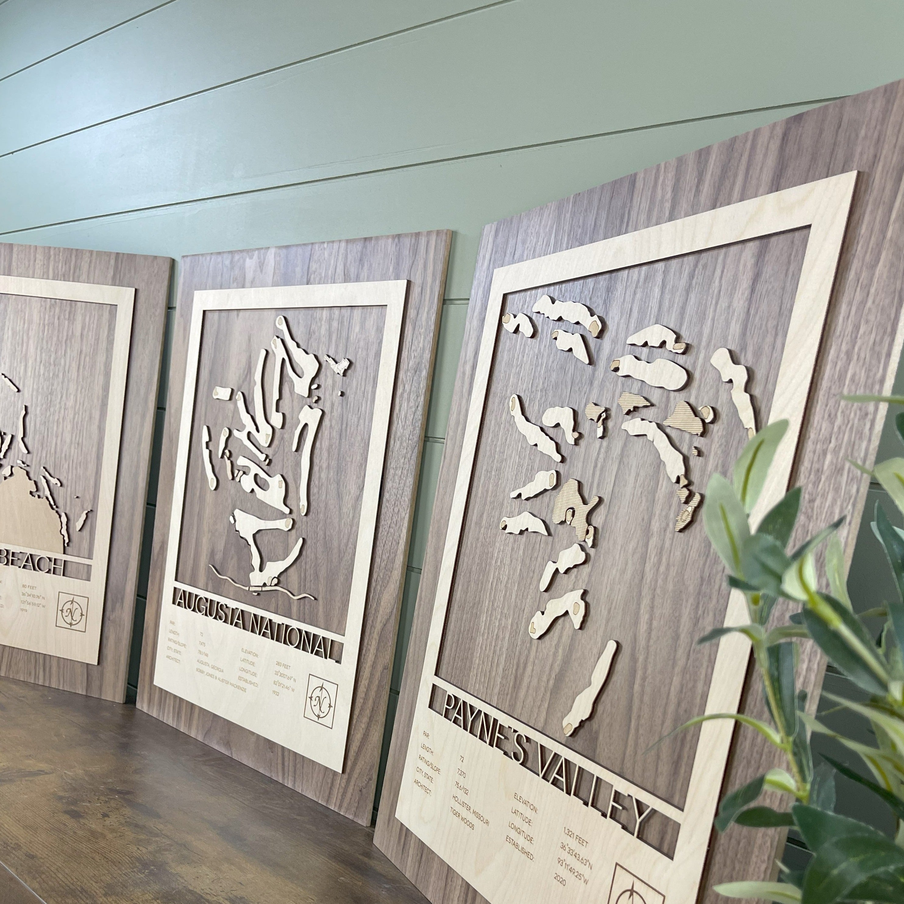 Custom Modern Layered Wood Golf Course Map