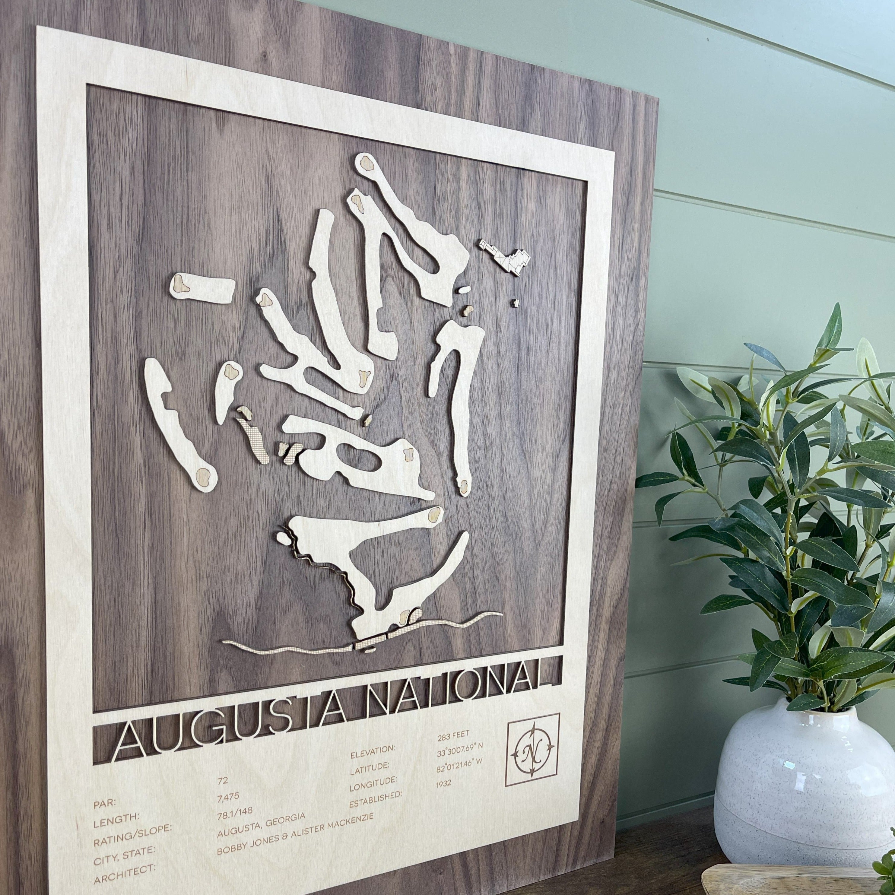 Custom Modern Layered Wood Golf Course Map