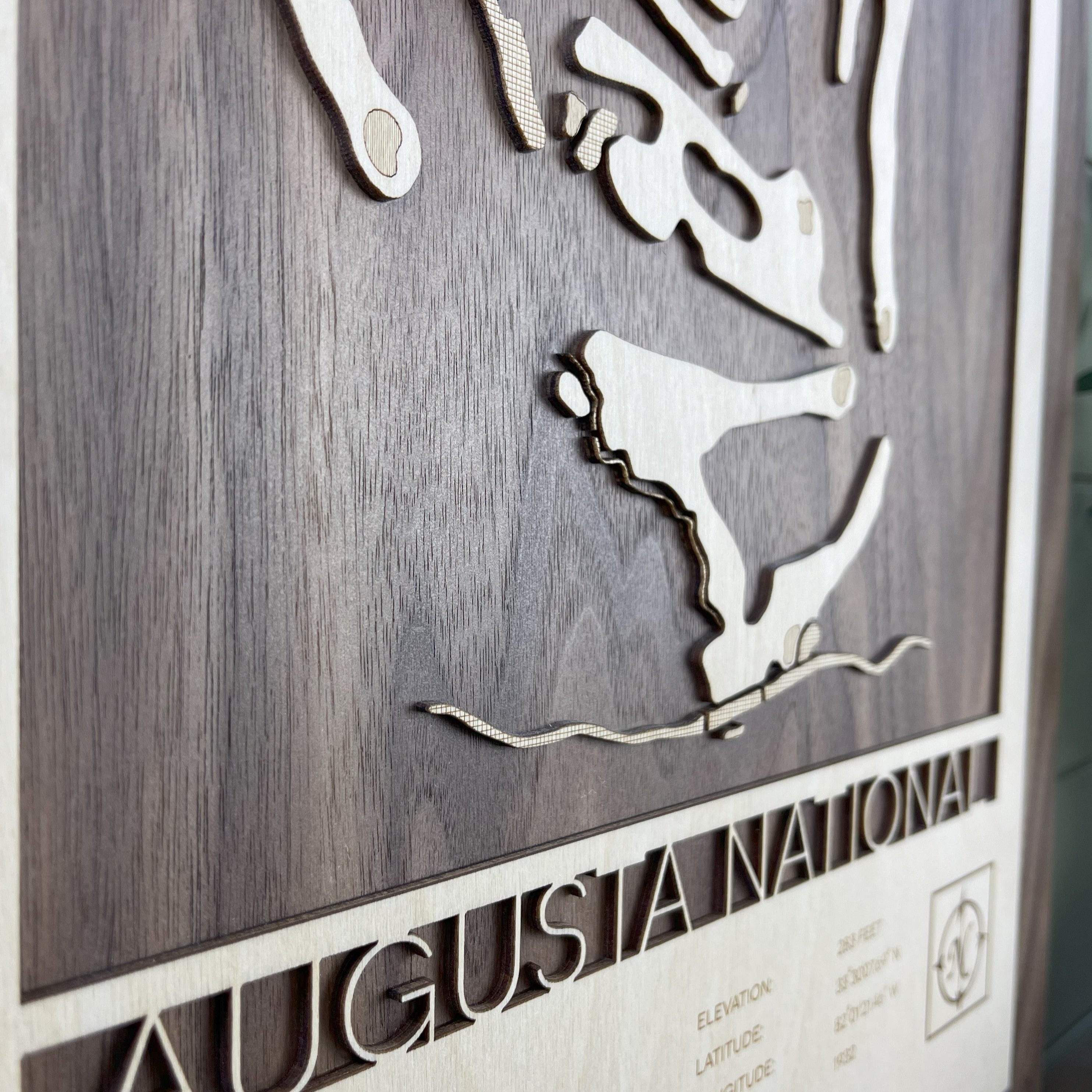 Custom Modern Layered Wood Golf Course Map