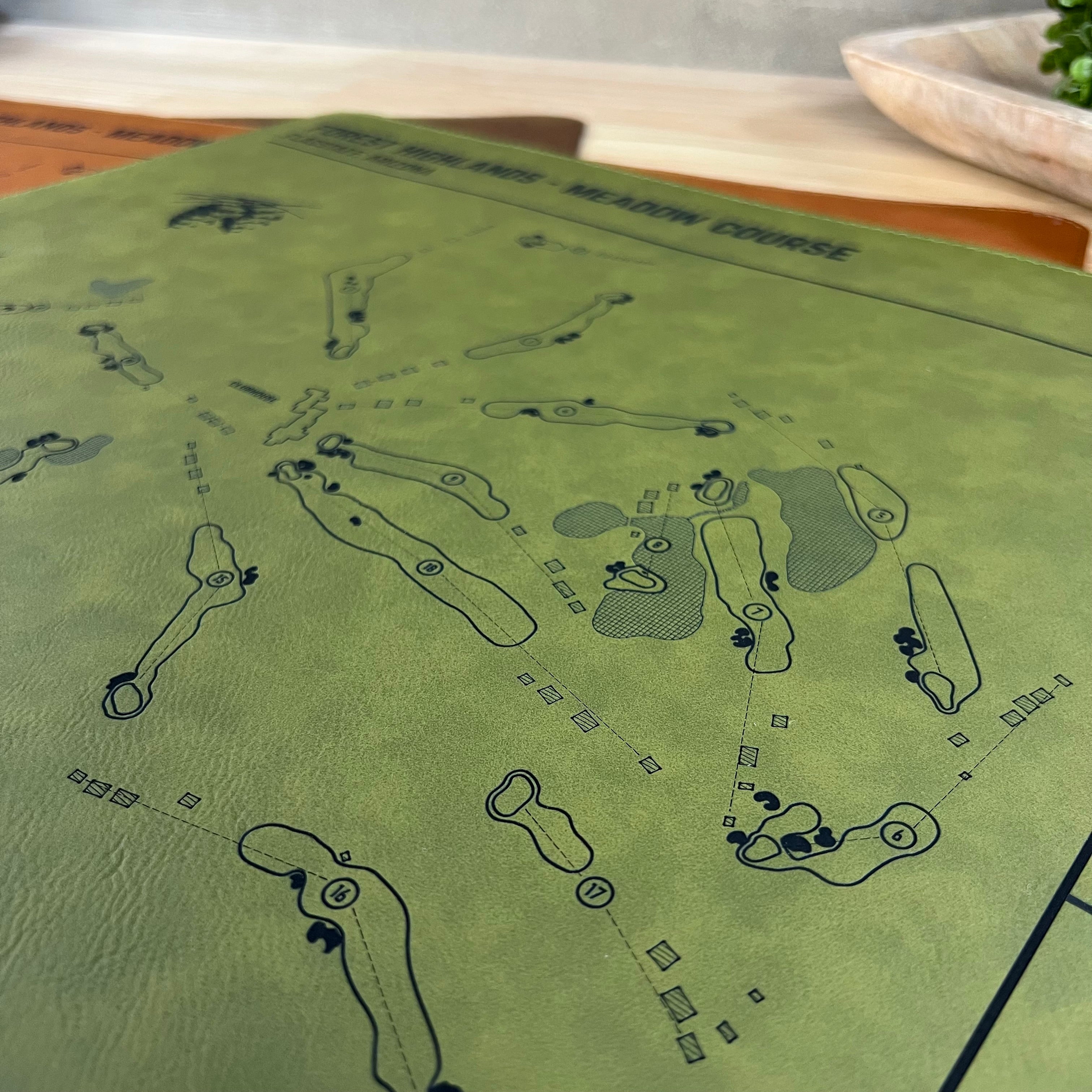 Personalized Leather Golf Course Desk Mat