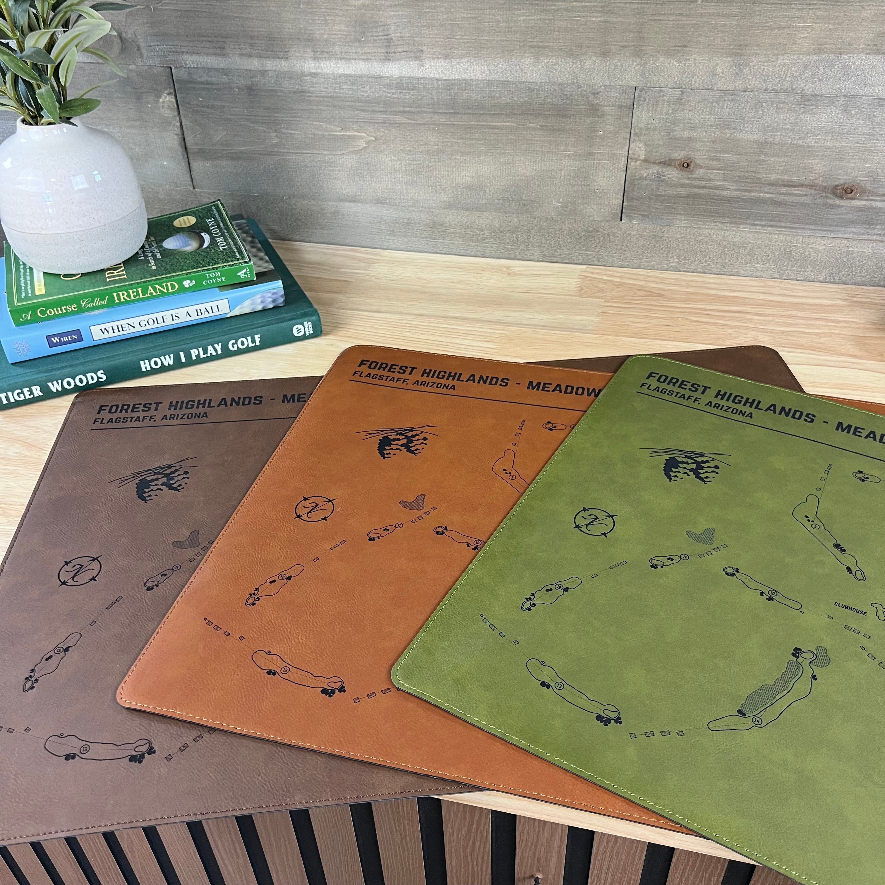 Personalized Leather Golf Course Desk Mat