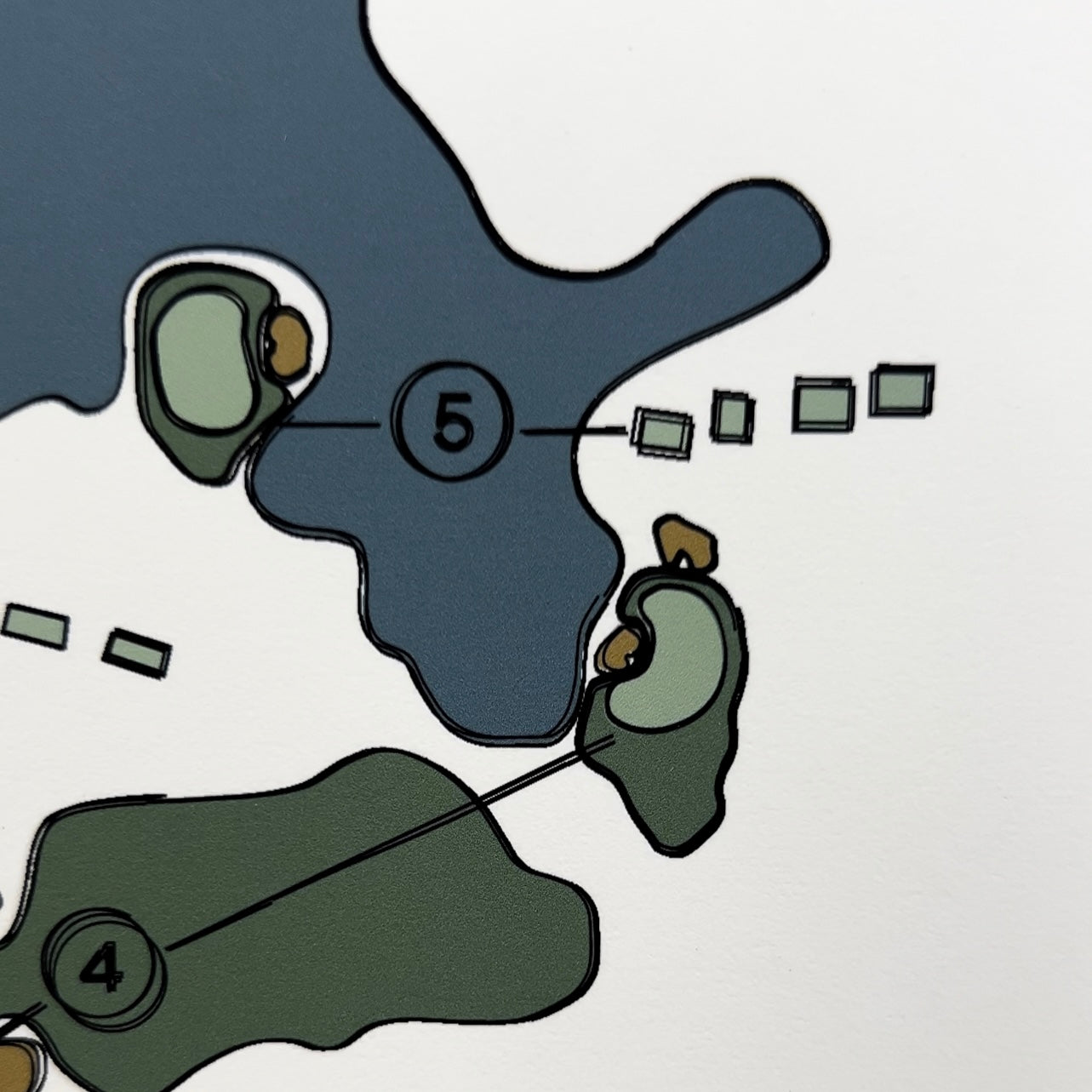 Offset Sketch Golf Course Map Print