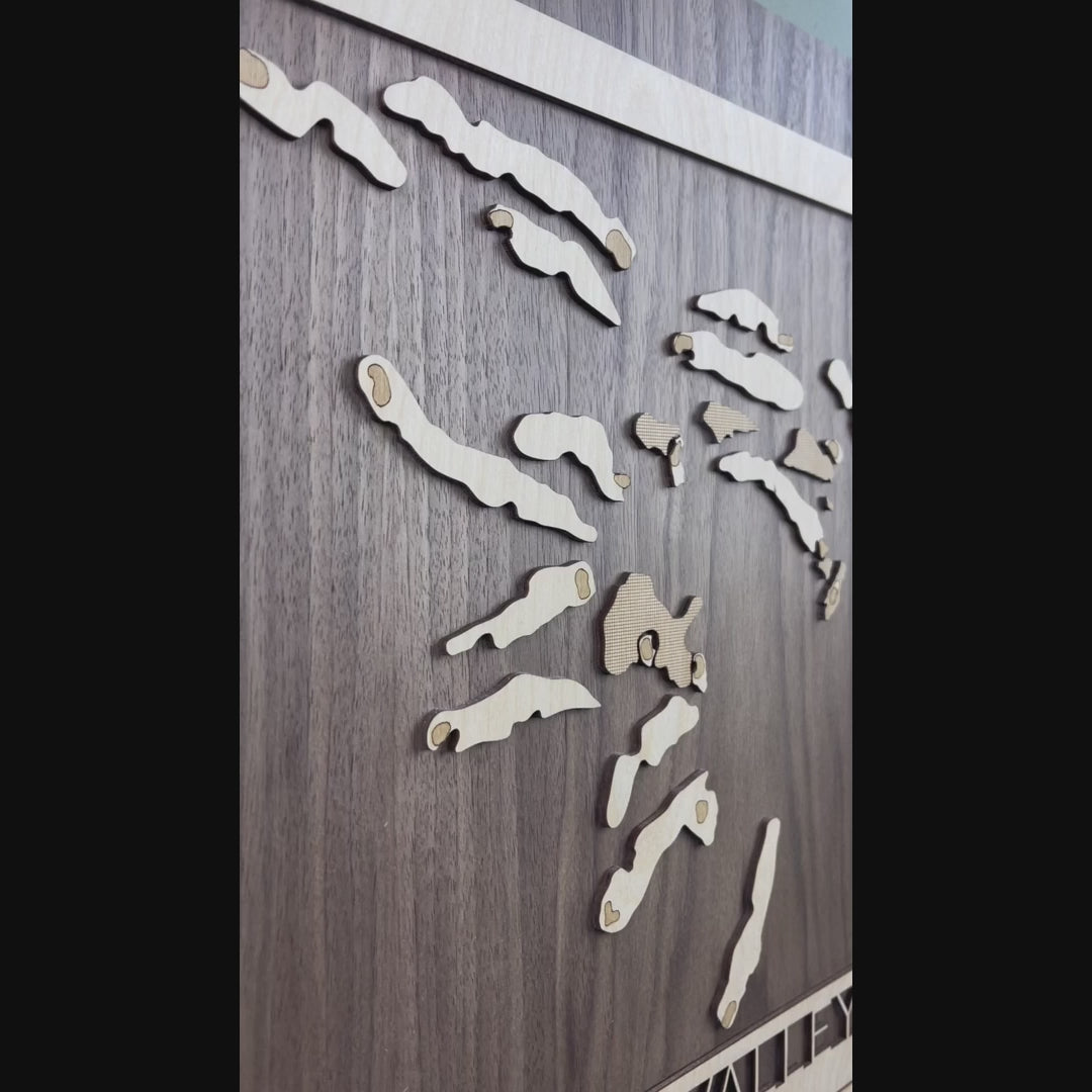 Custom Modern Layered Wood Golf Course Map