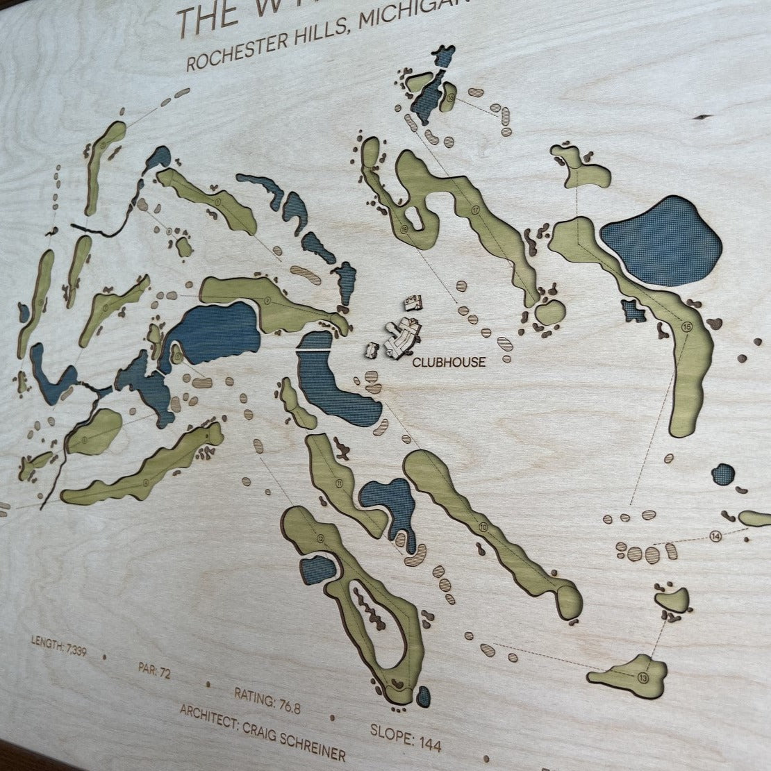 Custom 3D Wood Golf Course Map