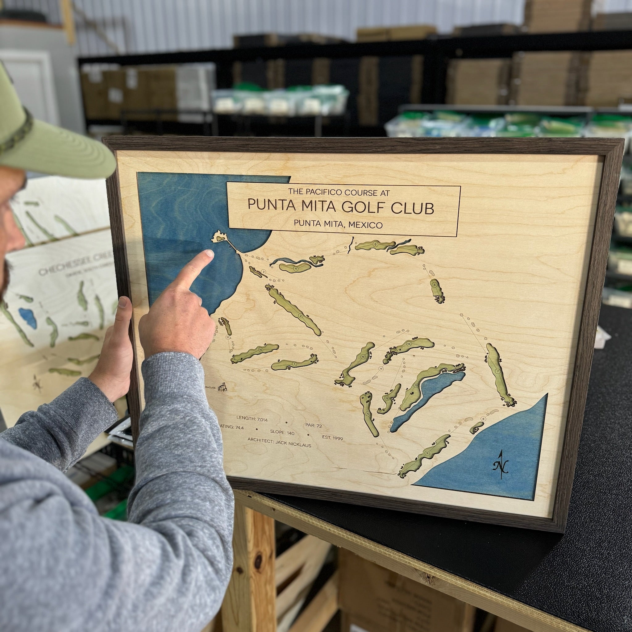 Custom 3D Wood Golf Course Map