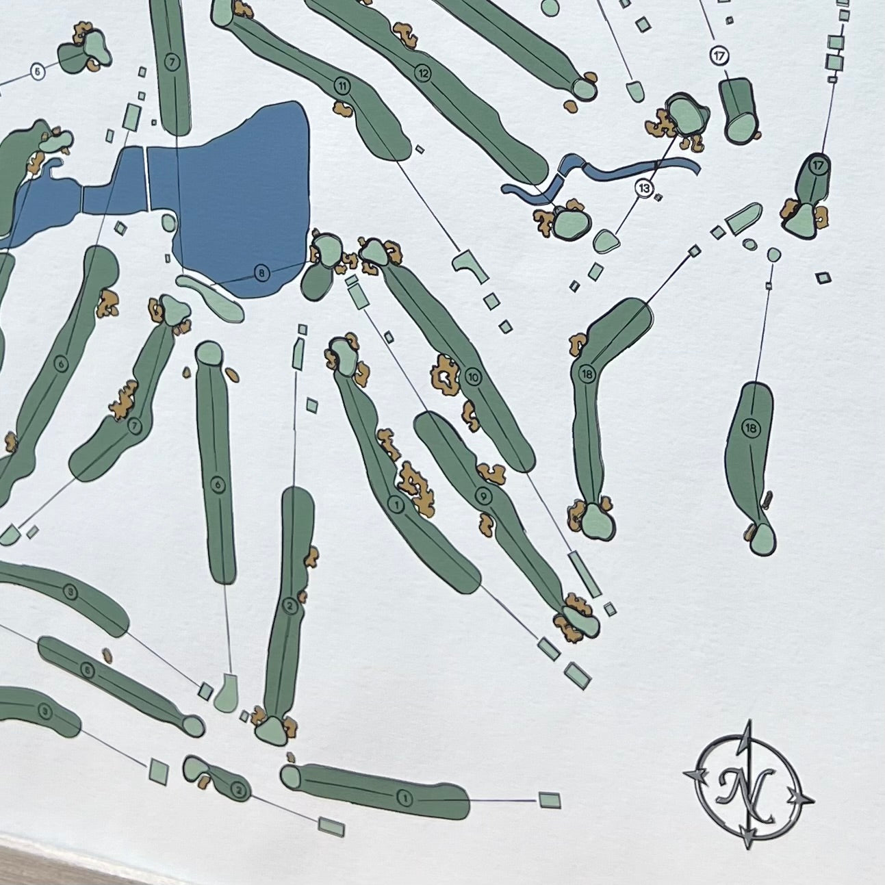 Offset Sketch Golf Course Map Print