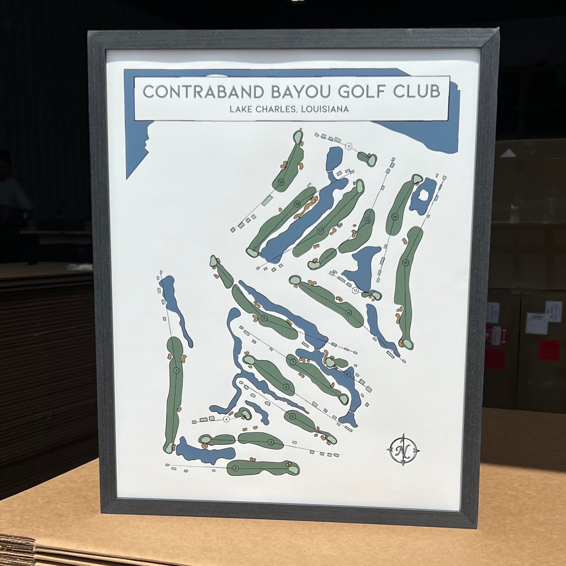 Offset Sketch Golf Course Map Print