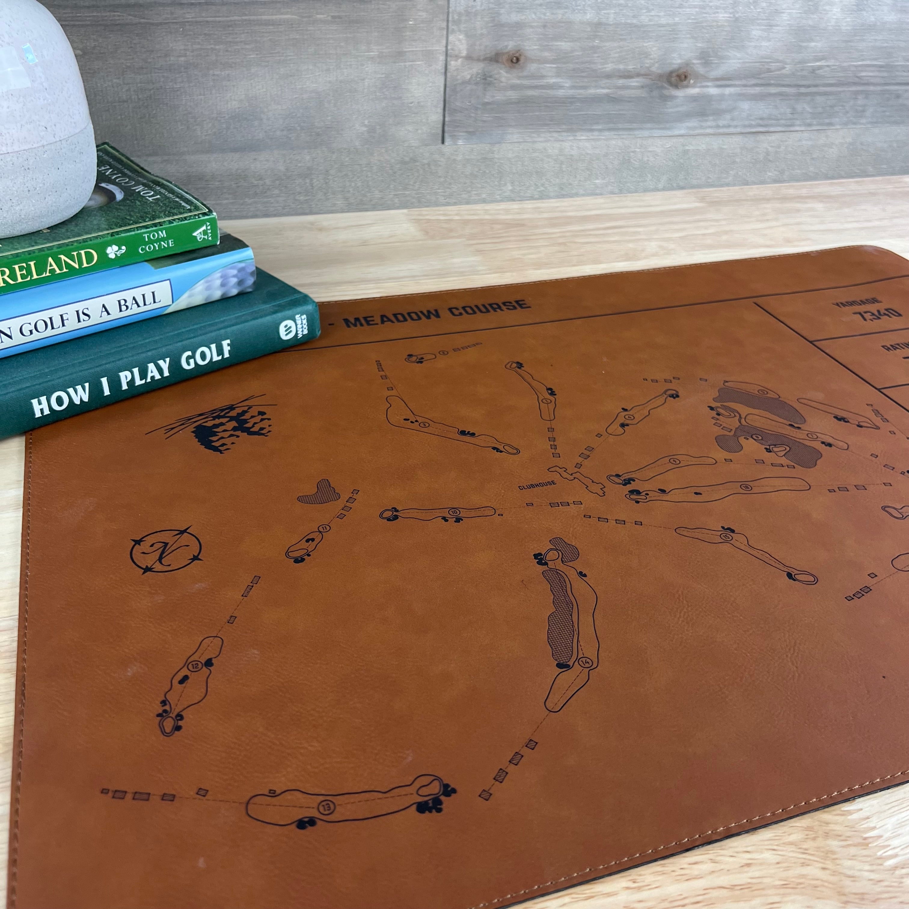 Personalized Leather Golf Course Desk Mat