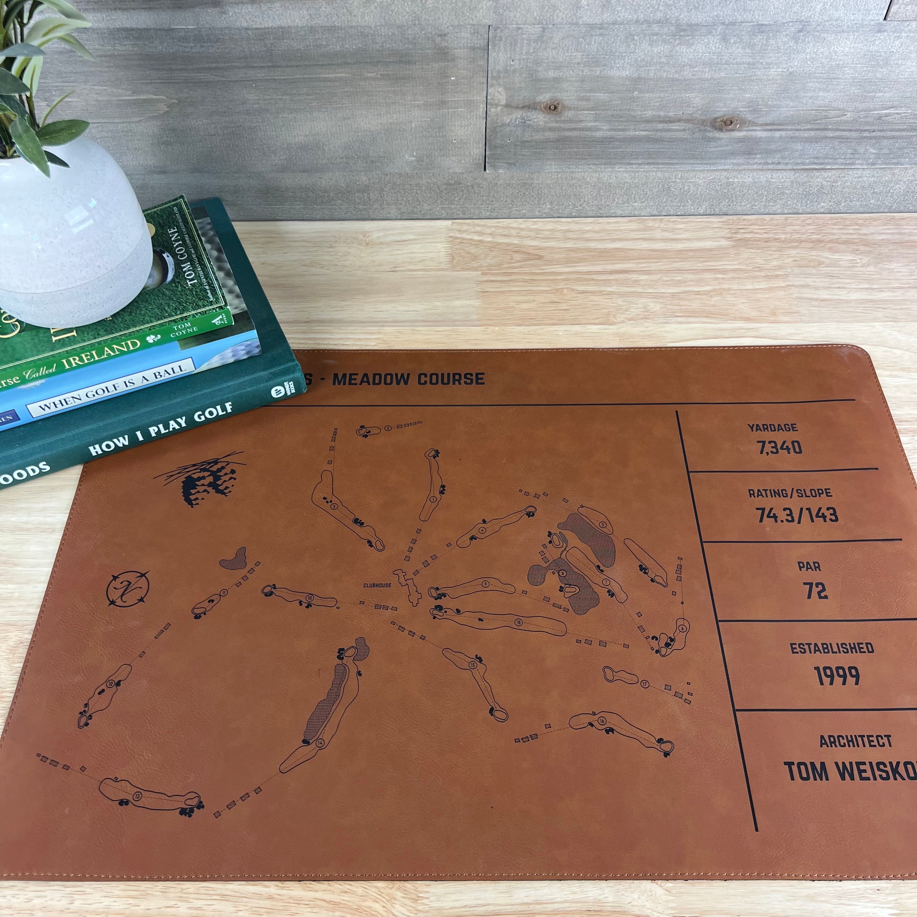 Personalized Leather Golf Course Desk Mat