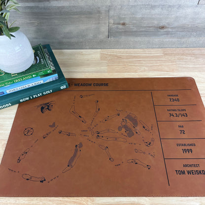Personalized Leather Golf Course Desk Mat
