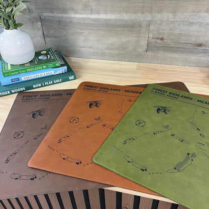 Personalized Leather Golf Course Desk Mat