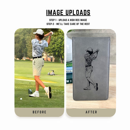 Personalized Leather Golf Scorecard Holder/Yardage Book