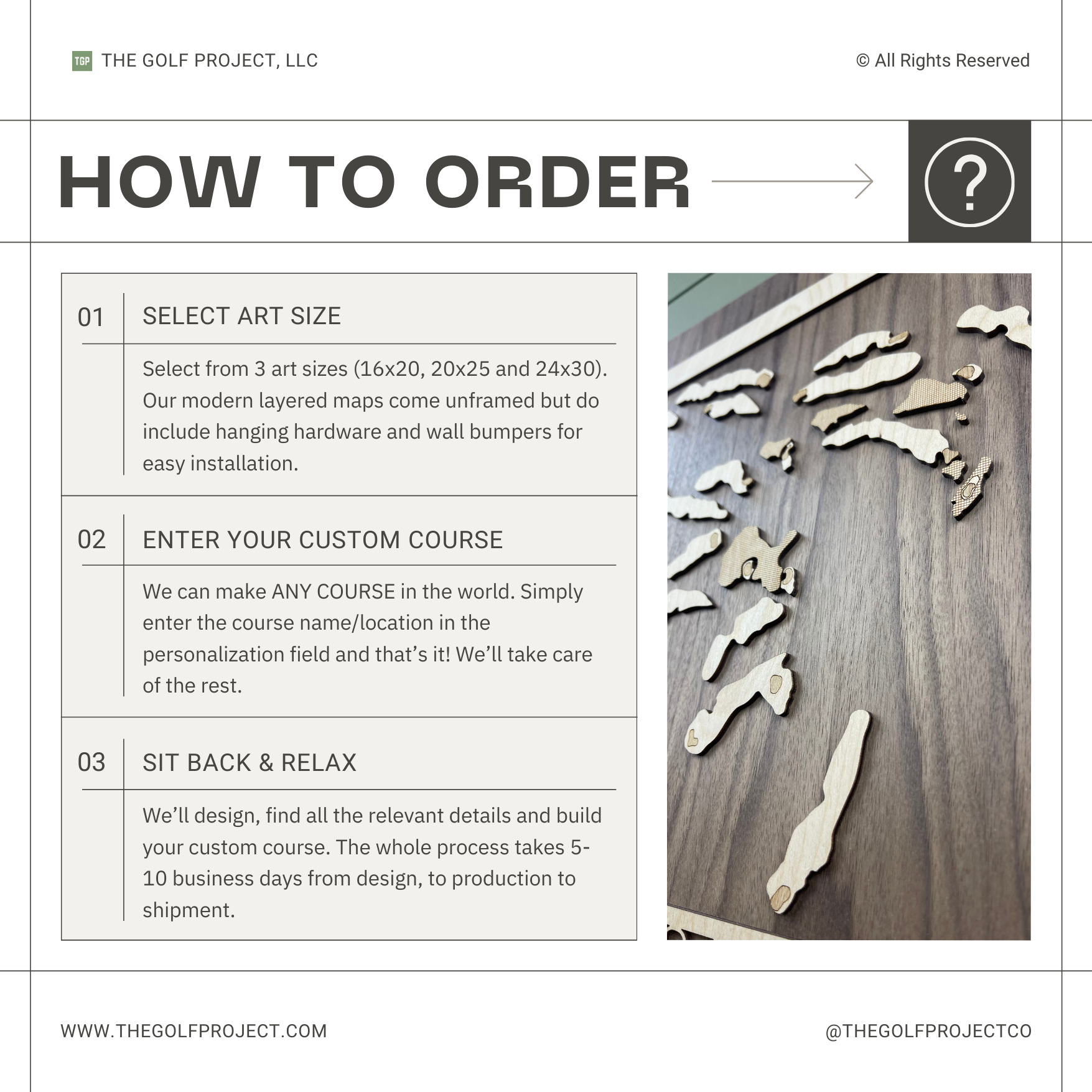 Custom Modern Layered Wood Golf Course Map