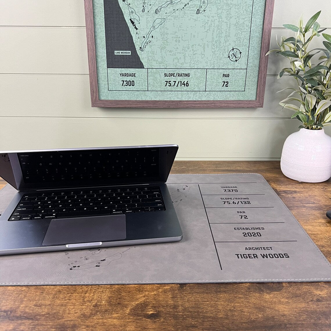 Personalized Leather Golf Course Desk Mat