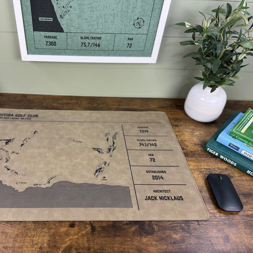 Personalized Leather Golf Course Desk Mat